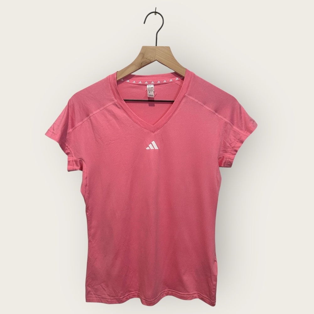 Adidas Women's Pink V-Neck Small Athletic Work Out Shirt Top